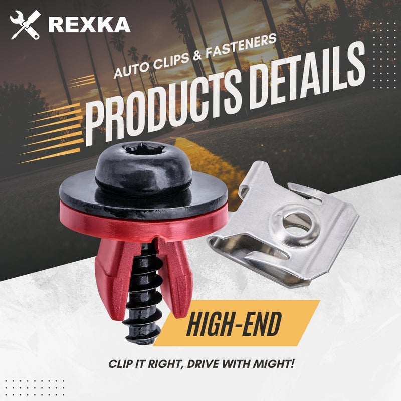 Rexka 10 Sets T30 Engine Splash Shield Guard Undertray Cover Screws Bolt Nut Clip Kit Compatible with Ford Focus Fusion Escape Explorer C-Max Transit Connect Lincoln MKC - Image 3